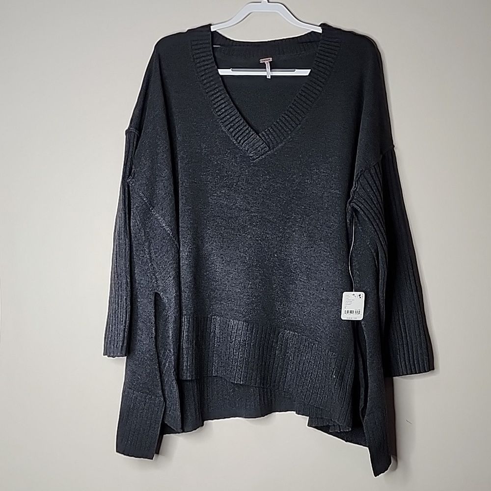 Free People Orion A-Line Tunic Sweater Color: Carbon Copy